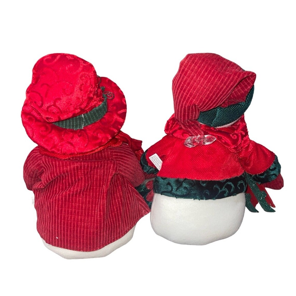Prime Line Inc. Snowman Snow Woman Set Plush Bead Base Velour Stockings Sled 14" - Picture 2 of 12